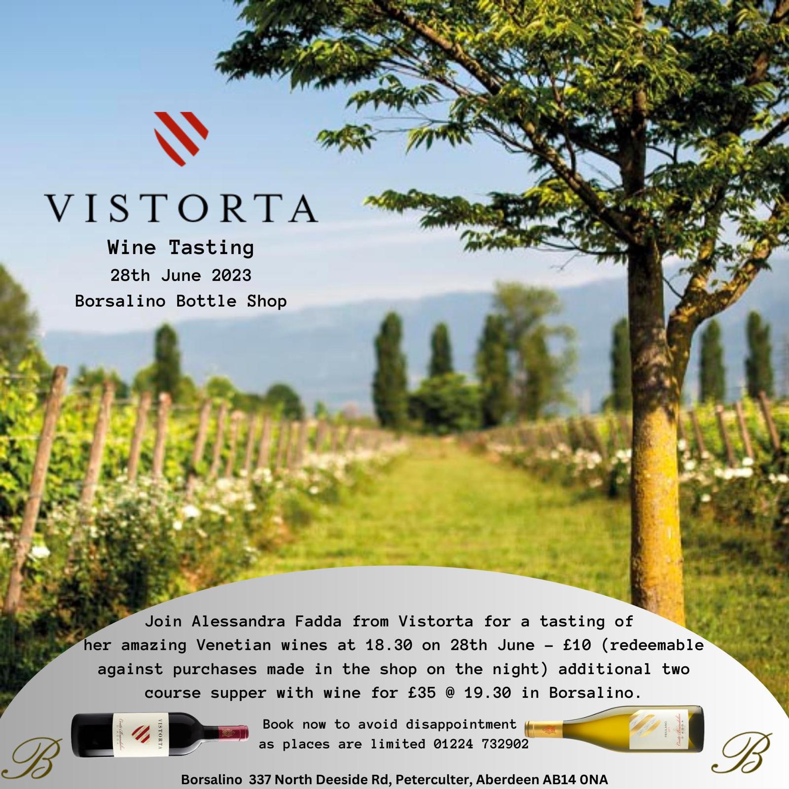 Vistorta Wine Tasting Event Ticket 28th June 2023 Borsalino