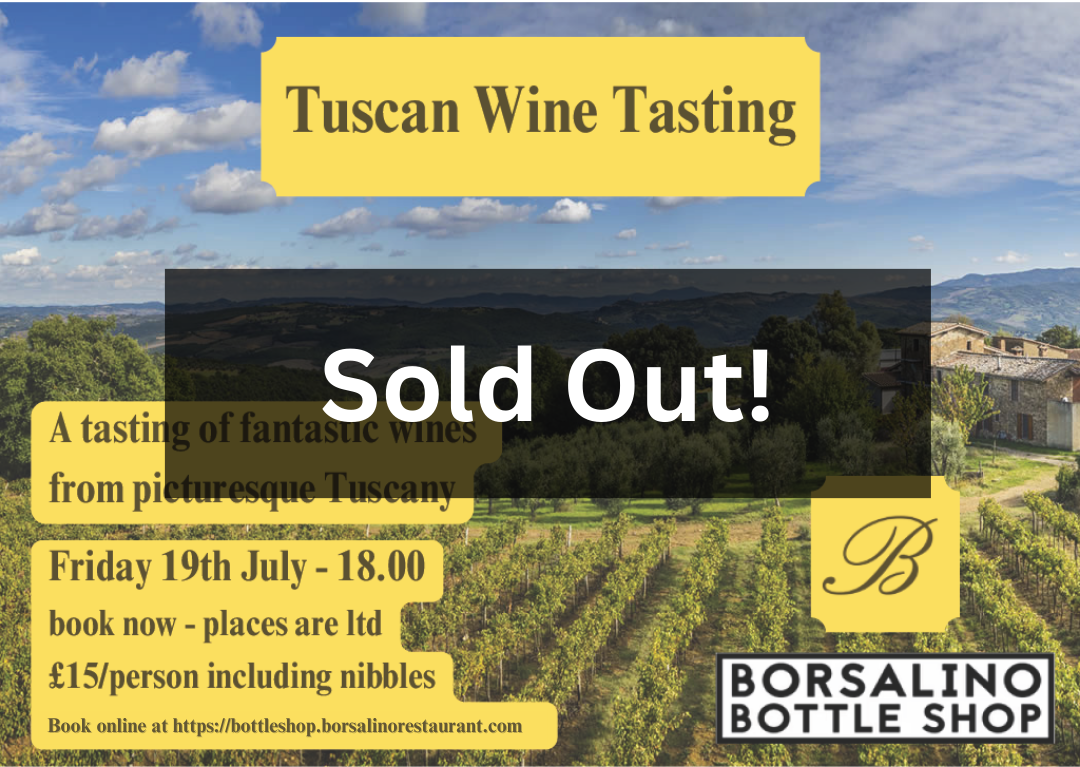 Tuscan Wine Tasting 6pm 19th July 2024